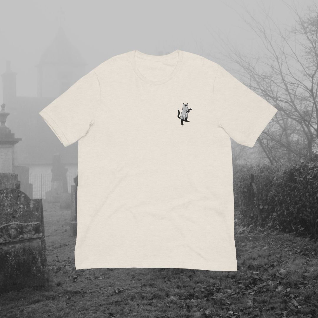 Cat Ghost Embroidered T-Shirt