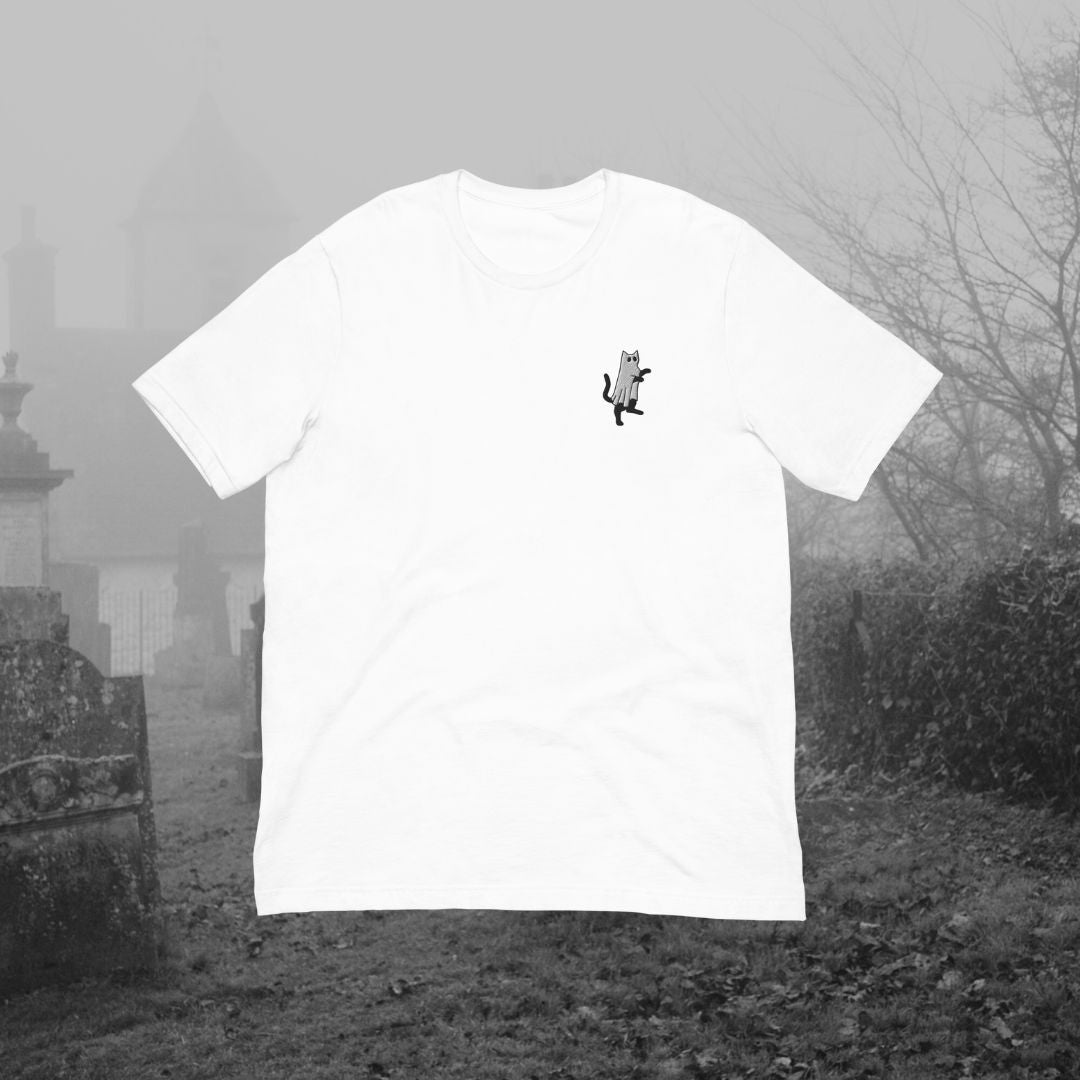 Cat Ghost Embroidered T-Shirt