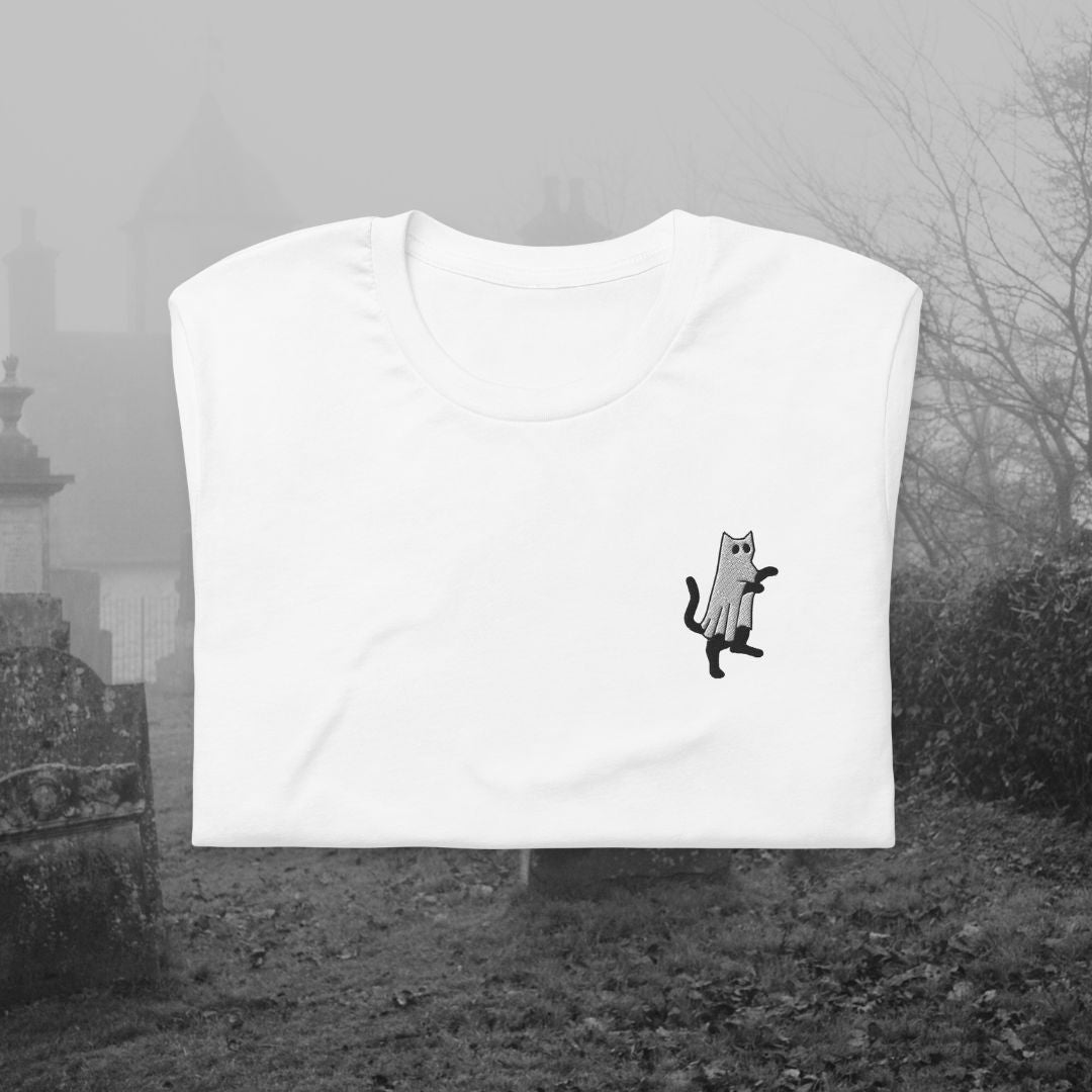 Cat Ghost Embroidered T-Shirt